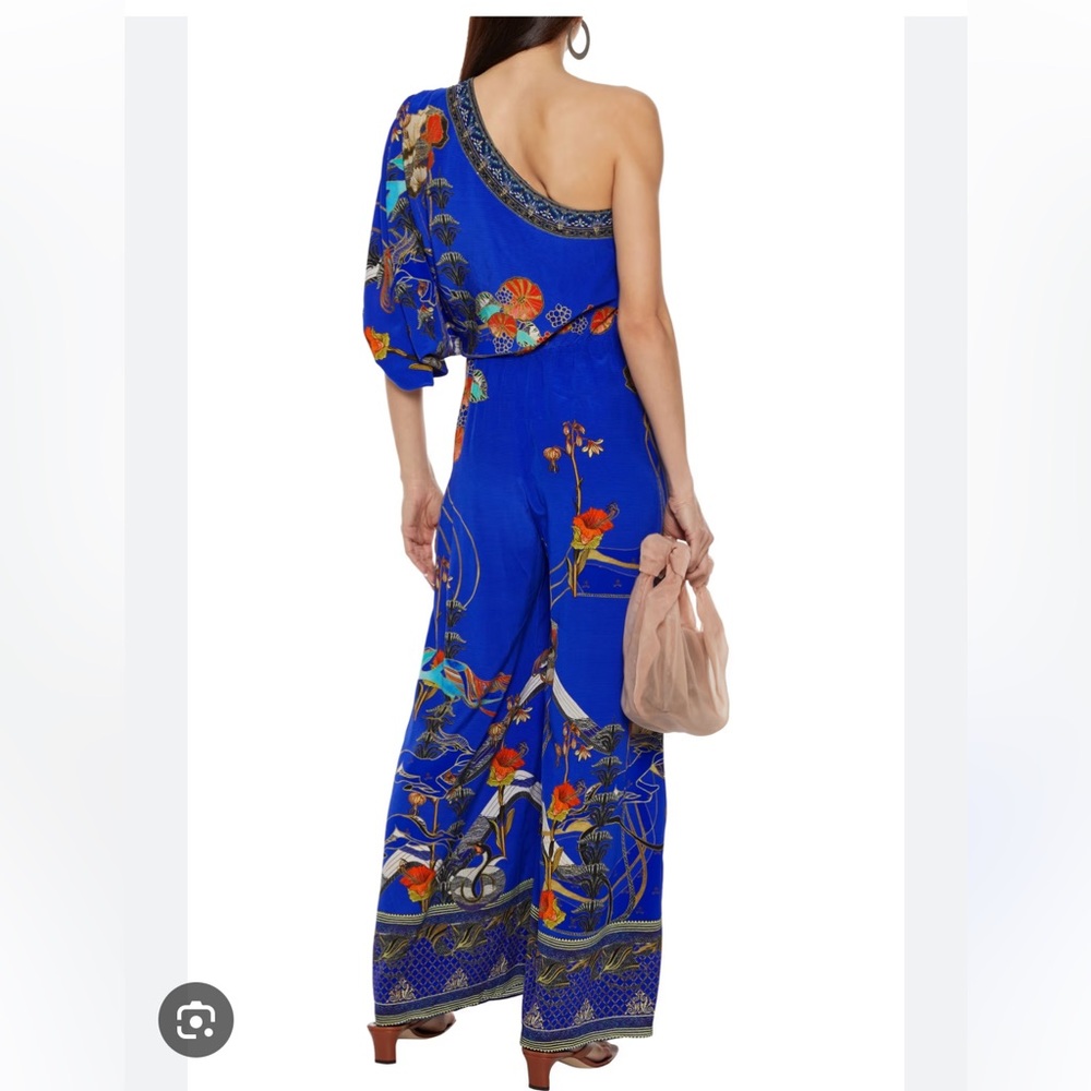 Camilla One-Shoulder Blue Floral Jumpsuit - Picture 3 of 4